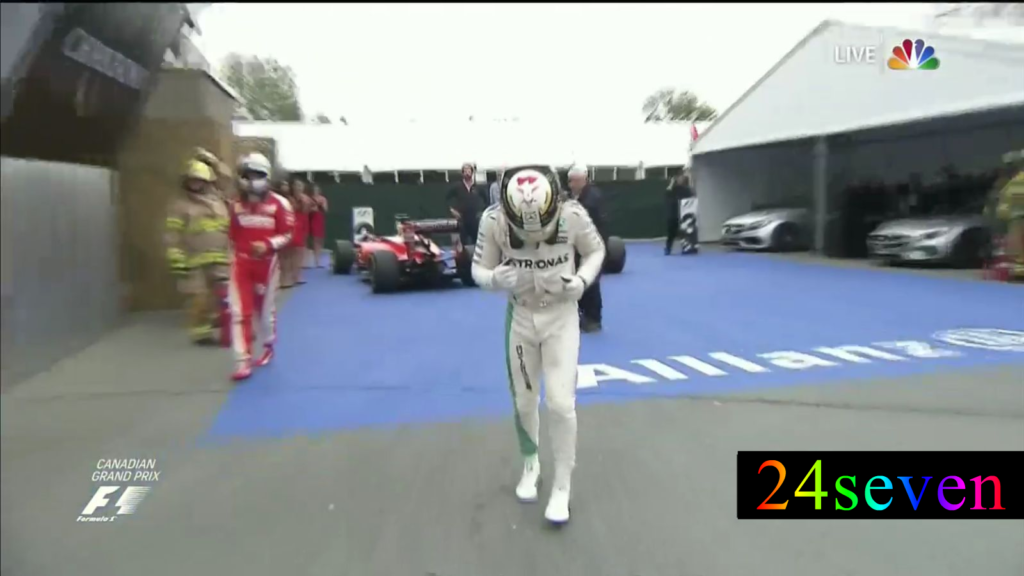 Fought like.....; stung like ......... Lewis Hamilton gives a foot shuffle shout-out to 'The GOAT' after winning his 45th at the 2016 Grand Prix of Canada.