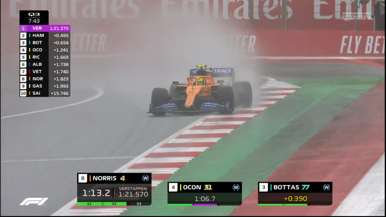 McLaren's Lando Norris on a qualifying lap mid way in Q3.