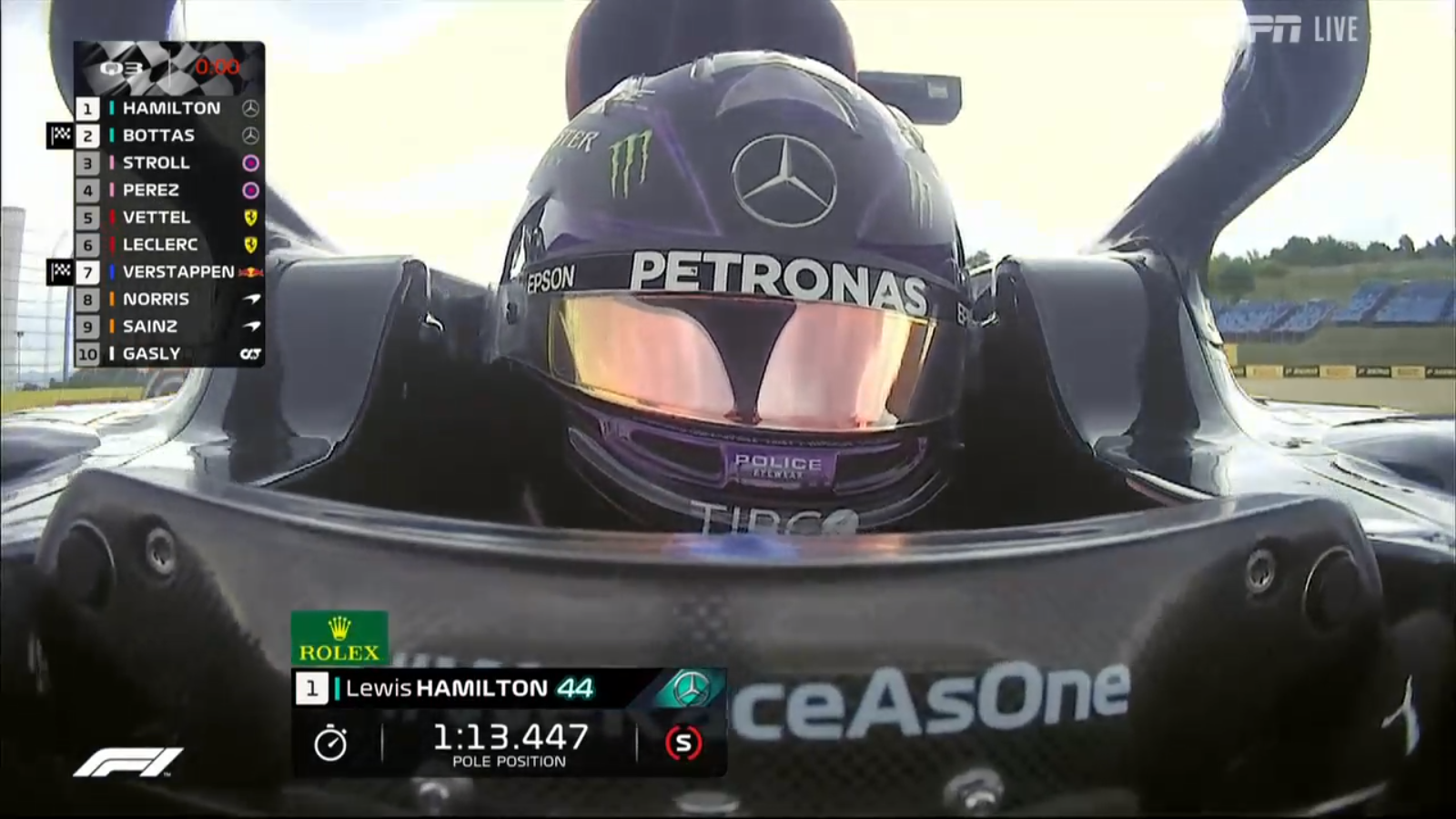 Mercedes-AMG's Lewis Hamilton will start on Pole Position for the 90th time in his career.